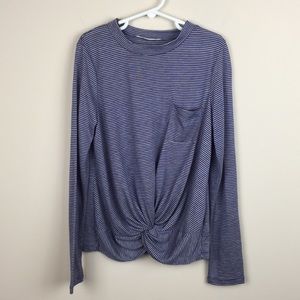 Soprano - Long Sleeve Striped Knotted Pocket Tee